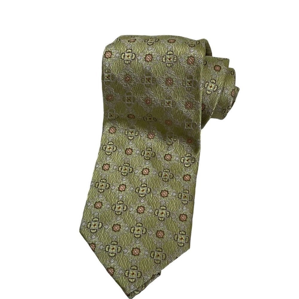 NWT Gladson Men's‎ Necktie Silk Gold Orange Geometric 4"
